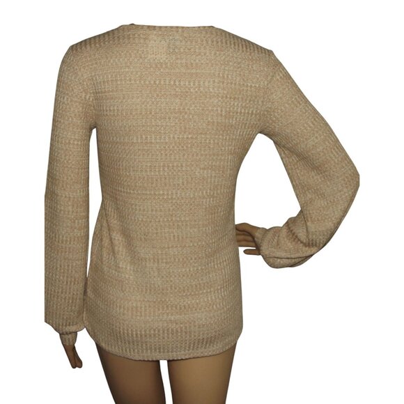 Express Waffle Shirt Womens Size XS Brown Variegated knit thermal top - Picture 2 of 10